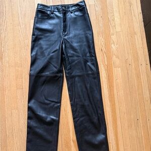 Mango Black Leather-Style Trousers